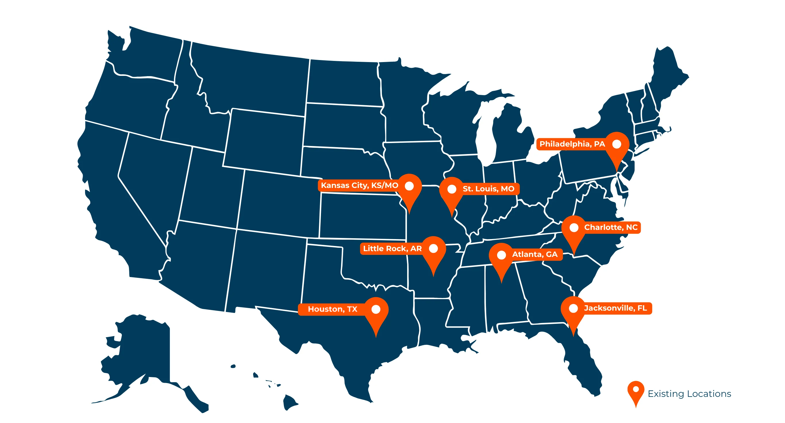 Map of Liftology franchise locations across the United States